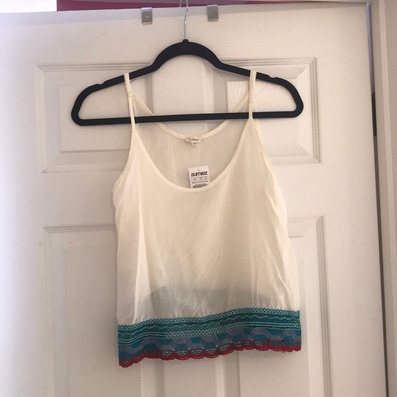 White tank with colorful lace - Picture 1 of 1